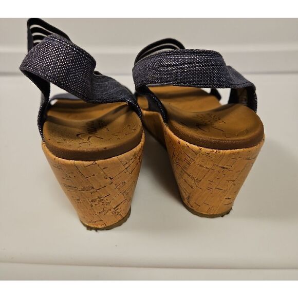 SKECHERS Silvery Denim Wedge Sandals sz 10 - Picture 7 of 8